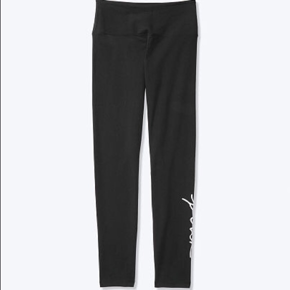 💕VS PINK BLACK & WHITE SCRIPT LOGO COTTON LEGGING - Picture 4 of 7